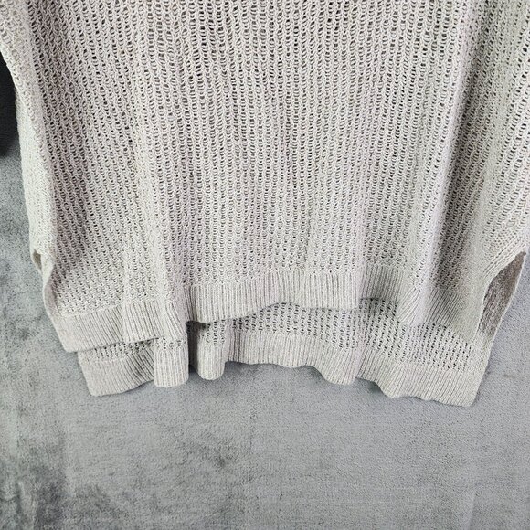 Womens Beige Express Open Knit Sweater 3/4 Sleeve Round Neck Size M/L - Picture 3 of 12
